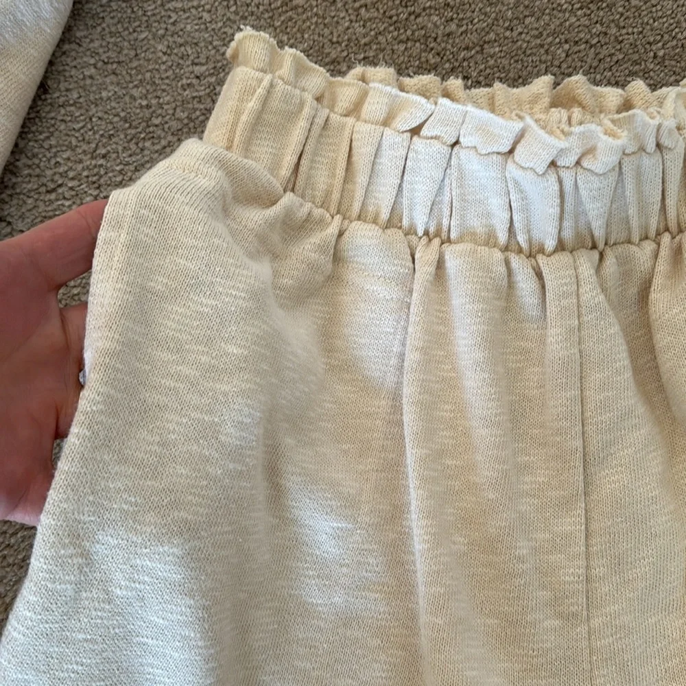Free People Cream/Tan Bike Shorts Set - Soft Lounge Two-Piece